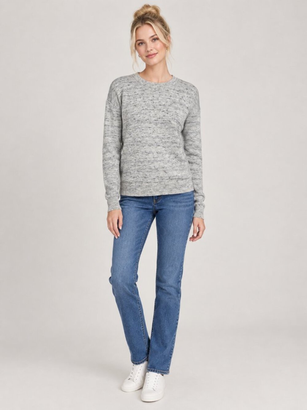 2/$30 TAHARI Marled Pullover Crew Neck Sweater Stone XS #A4833